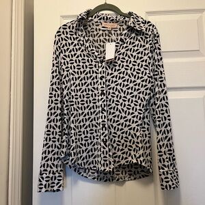 Philosophy Black and White Geometric Button-Down Shirt